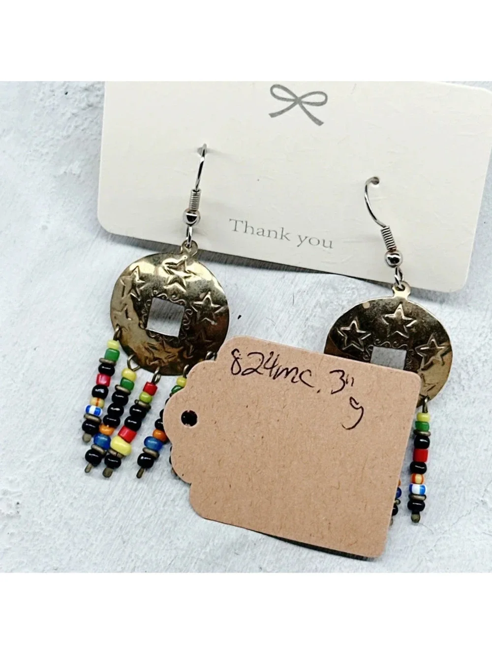 824mc. Goldtone Star Whimsigoth Earrings